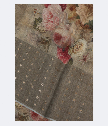 Brown Tussar Printed Saree T179171-image