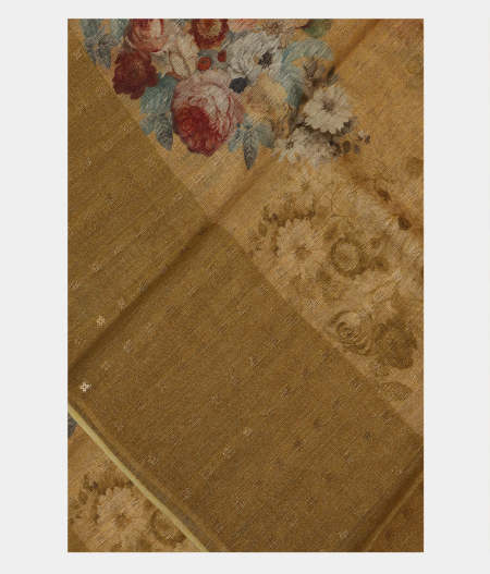Brown Tussar Printed Saree T174137-image
