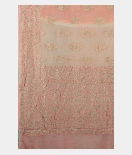 Peach Banaras Georgette Silk Saree T2055594