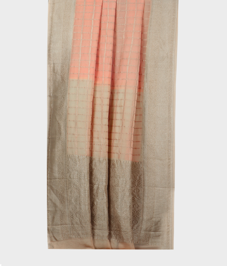 Peach Banaras Georgette Silk Saree T2055532