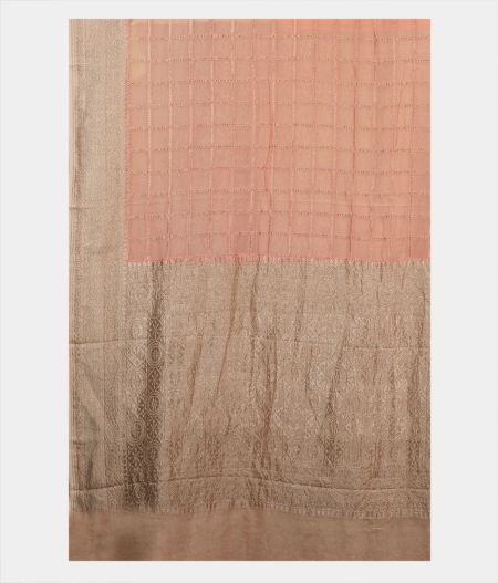 Peach Banaras Georgette Silk Saree T2055534