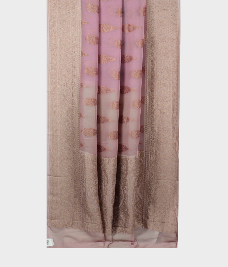 Light Lavender Banaras Georgette Silk Saree T2055602