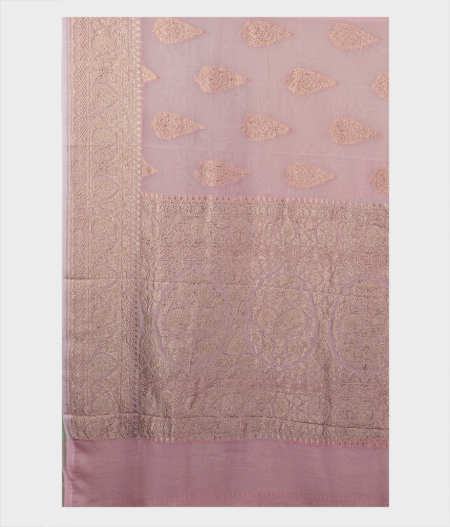 Light Lavender Banaras Georgette Silk Saree T2055604