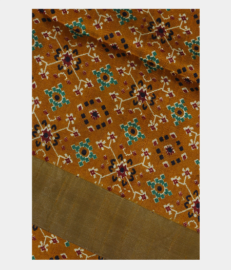 Mustard Yellow Tussar Printed Silk Saree T191474-image