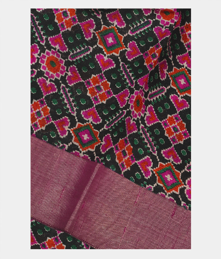 Black Tussar Printed Silk Saree T191494-image