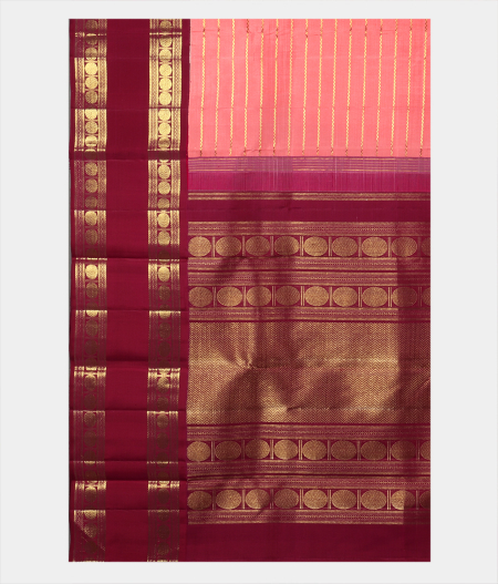 Peach Handwoven Kanjivaram Silk Saree T2049364