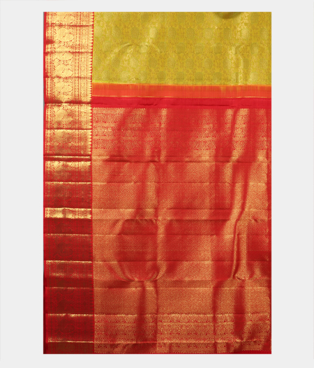 Yellowish Green Handwoven Kanjivaram Silk Saree T2058884