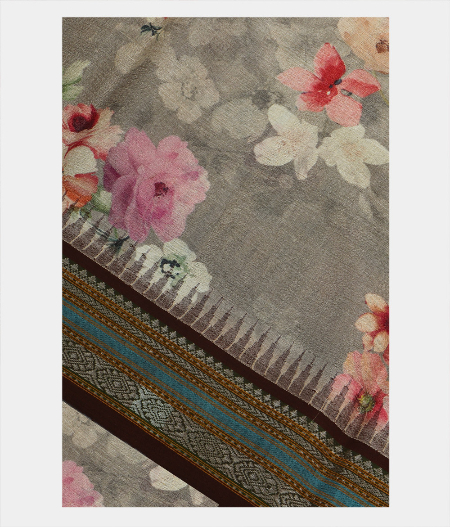 Grey Vidarbha Tussar Saree T203415-image