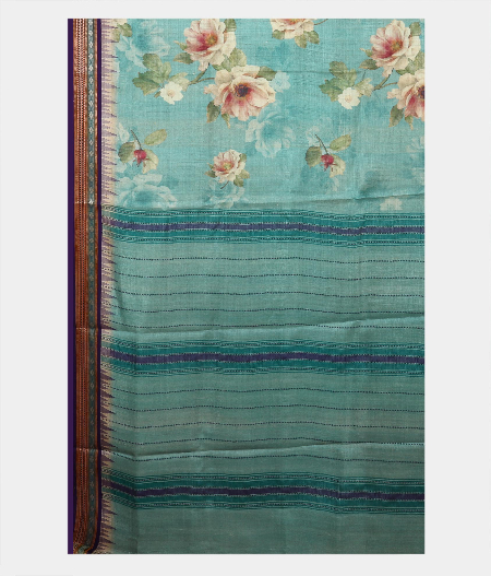 Light Blue Vidarbha Tussar Saree T2051954