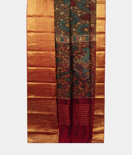 Dark Green Georgette Silk Saree T2038812