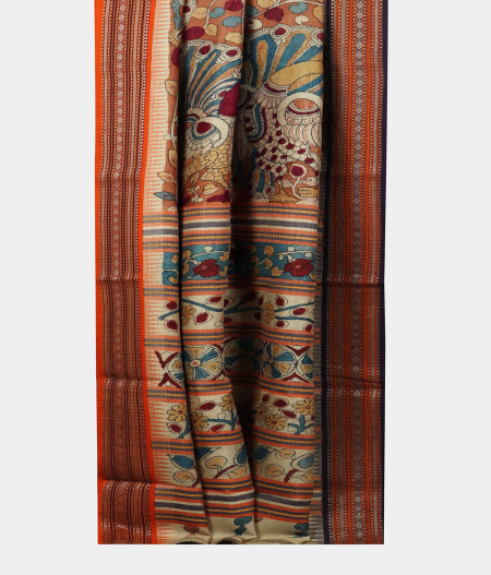 Light Rust Tussar Handpainted Kalamkari Saree T2020272