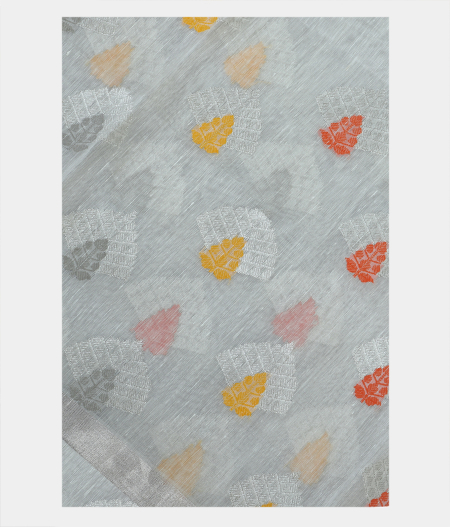 White Handwoven Linen Saree T173885-image