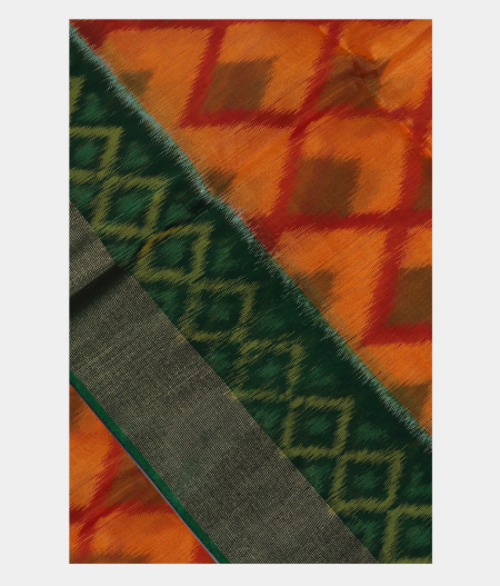 Orange Pochampalli Silk Cotton Saree T188727 -image