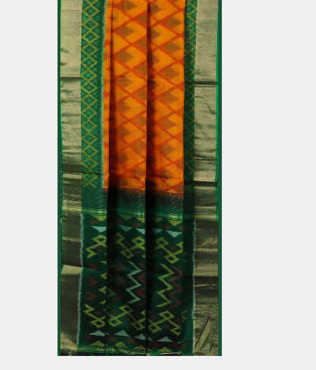 Orange Pochampalli Silk Cotton Saree  T188727 2