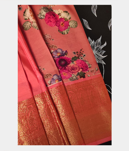 Pink Printed Kanjivaram Silk Pavadai T180191-image