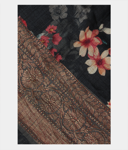 Grey Tussar Printed Saree T187805-image