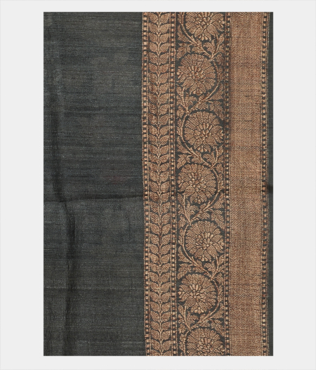 Grey Tussar Printed Saree T1878053