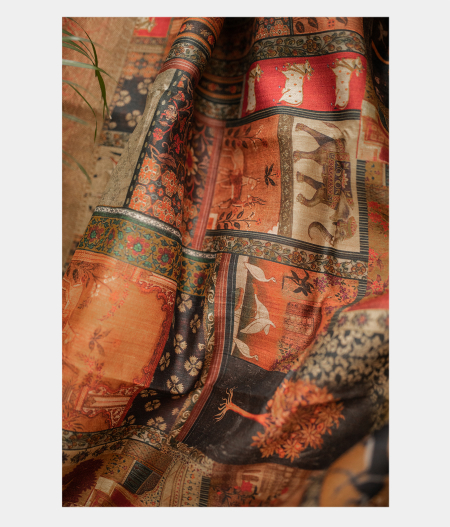 Red Tussar Printed Saree T1909702