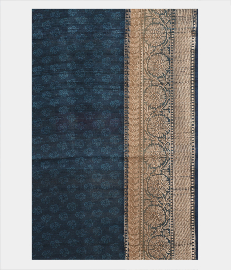Blue Tussar Printed Saree T1909835