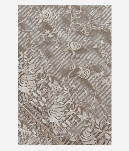 Cream Tissue Organza Embroidery Saree T189419-image