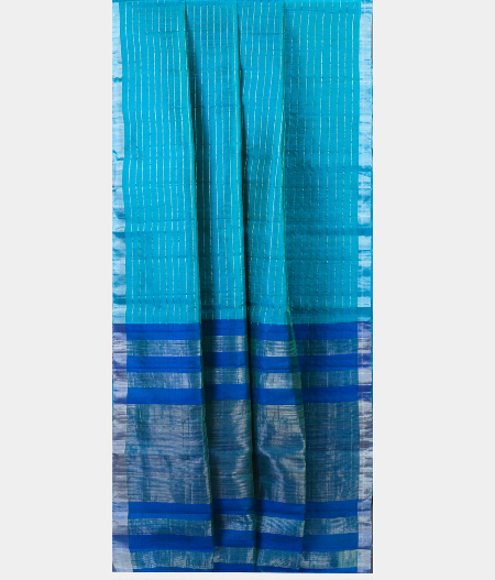 Peacock Blue Raw Silk Saree T1974822