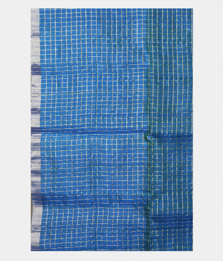 Peacock Blue Raw Silk Saree T1974823