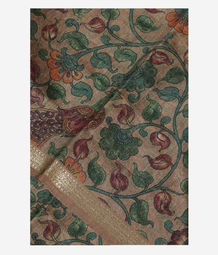 Brown Tussar Printed Saree T204079-image