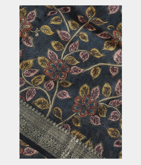 Grey Tussar Printed Saree T204080-image