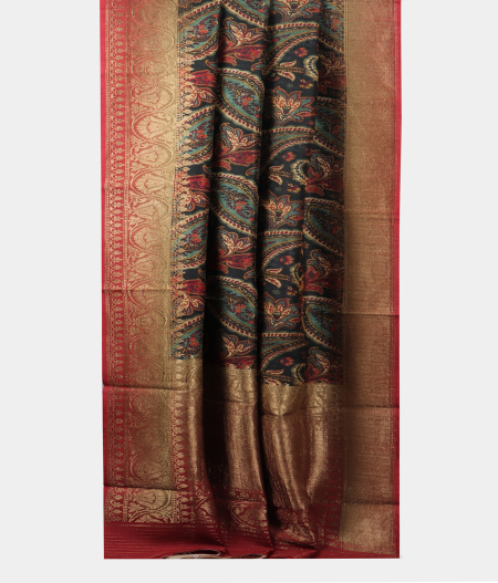 Black Tussar Printed Saree T2042633