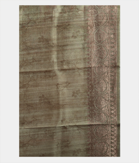 Olive Green Tussar Printed Saree T1887484