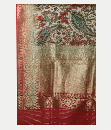 Beige Tussar Printed Saree T2042595