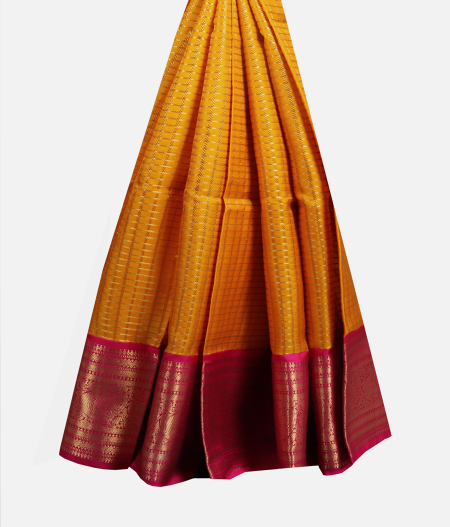 Yellow Handwoven Kanjivaram Silk Kids Pavadai T2059612