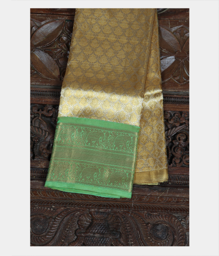 Gold Handwoven Kanjivaram Silk Kids Pavadai T205979-image