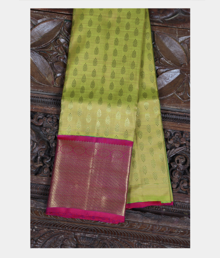 Yellowish Green Handwoven Kanjivaram Silk Kids Pavadai T156150-image