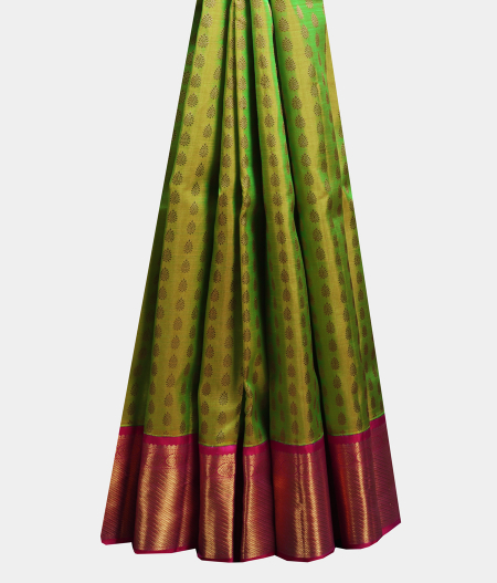 Yellowish Green Handwoven Kanjivaram Silk Kids Pavadai T1561502
