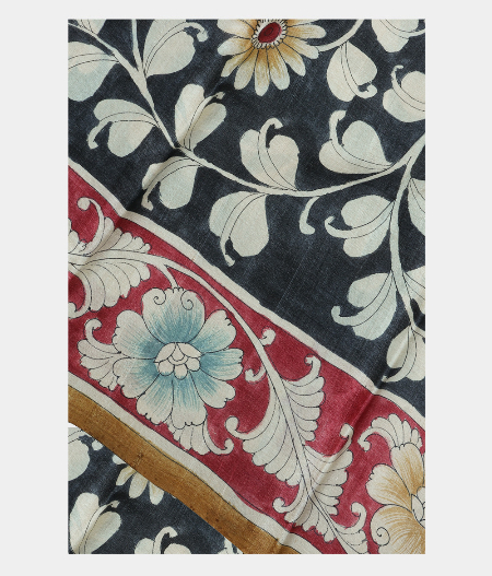 Grey Tussar Printed Saree T35567-image