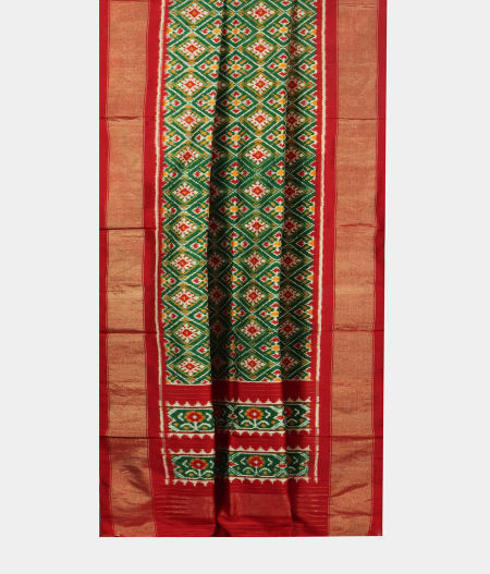 Green Patan Patola Silk Dupatta LA116442