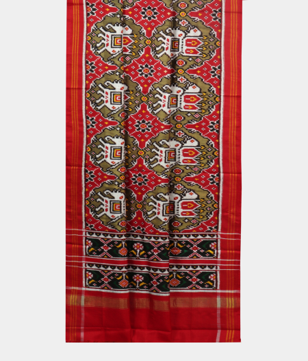 Red and Green Patan Patola Silk Dupatta T721212