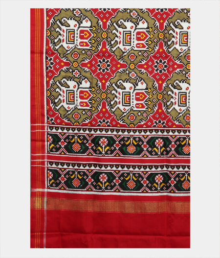 Red and Green Patan Patola Silk Dupatta T721213