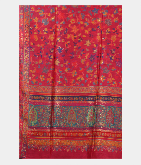 Pink Cashmere Kani Silk Dupatta T1891493