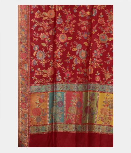 Red Cashmere Kani Silk Dupatta T1891553