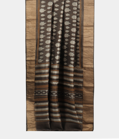 Brown Tussar Printed Saree T2068892