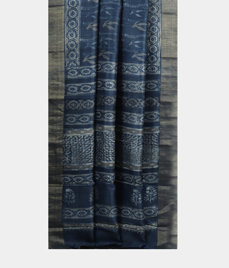 Blue Tussar Printed Saree T2068852