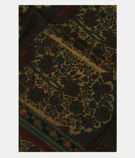 Multicolour Ajrakh Hand Block Printed Silk Dupatta T115160-image