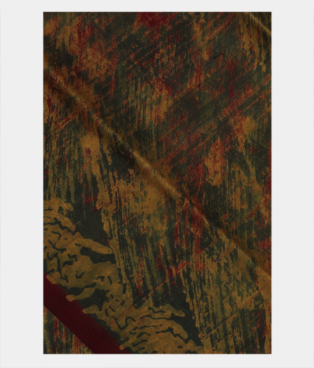 Dark Green Ajrakh Hand Block Printed Silk Dupatta T124797-image
