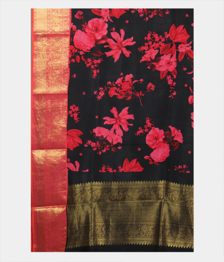 Black Printed Kanjivaram Silk Dupatta T1756433