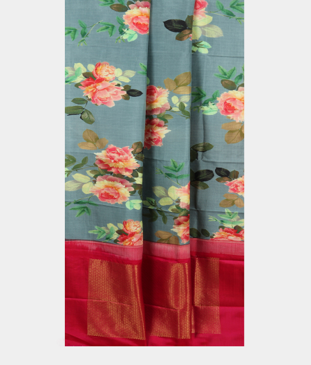 Blue Printed Kanjivaram Silk Dupatta T1836042