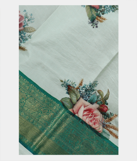 Light Green Printed Kanjivaram Silk Dupatta T175646-image