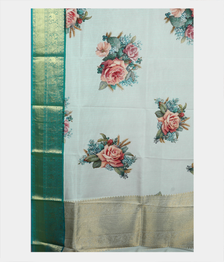 Light Green Printed Kanjivaram Silk Dupatta T1756463