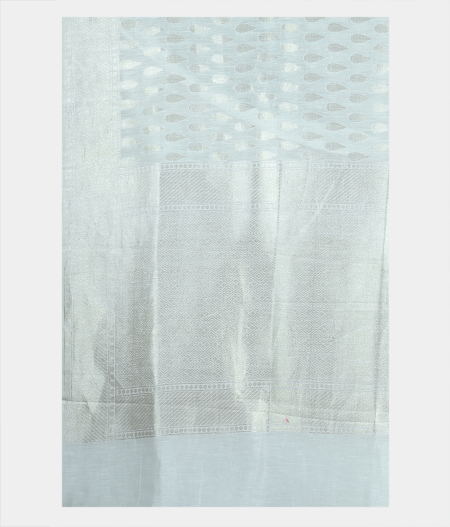 White Banaras Linen Saree T1707584